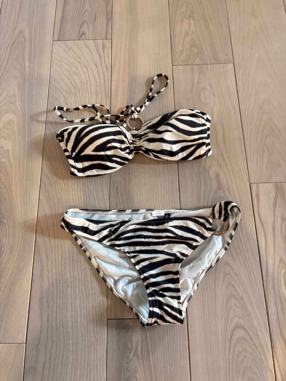 SET! Ralph Lauren Black and Cream Zebra Halter Swim Set